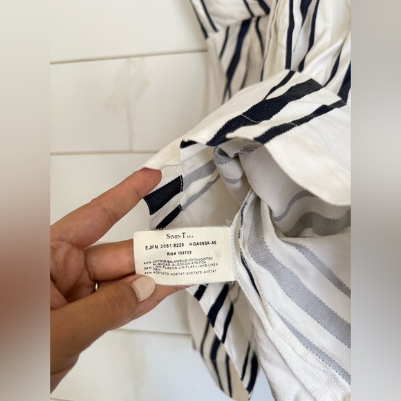 Emporio Armani Babydoll Striped Strappy Summer Dress White Navy - Picture 7 of 11